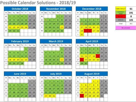 Interactive Calendar School Term Dates Calculator Teaching Resources