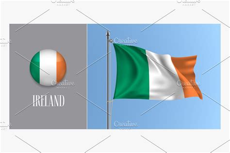 Ireland waving flag vector | Flag vector, Vector, Vector ...