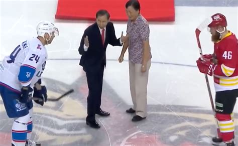 Enjoy The Most Awkward Ceremonial Puck Drop In Hockey History Fox Sports