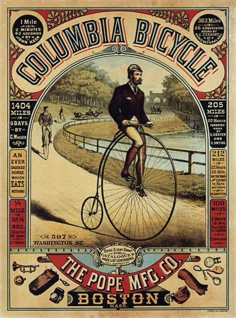 Vintage Bicycle Art Poster The Pope Mfg Co Columbia Bicycle