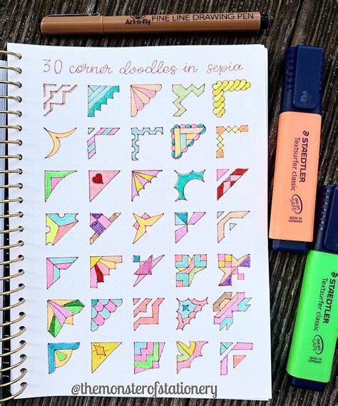 𝕊𝕥𝕒𝕥𝕚𝕠𝕟𝕖𝕣𝕪 𝕄𝕠𝕟𝕤𝕥𝕖𝕣 On Instagram “30 Corner Doodles In Sepia 😀 I Just
