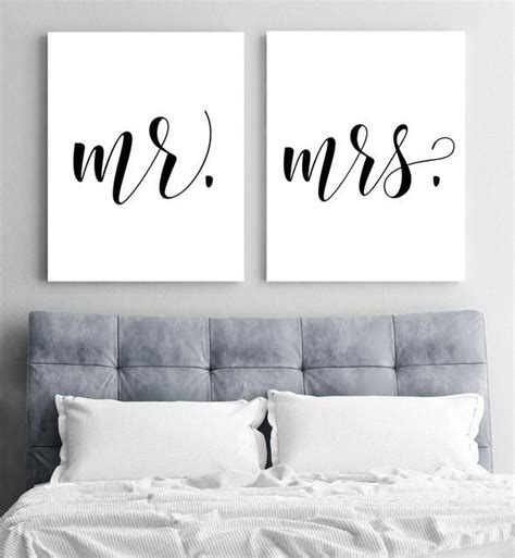 Always kiss me goodnight, never go to bed angry, bedroom printable wall art, wedding gift. Mr. & Mrs. Print Set in 2020 | Bedroom decor, Bedroom ...