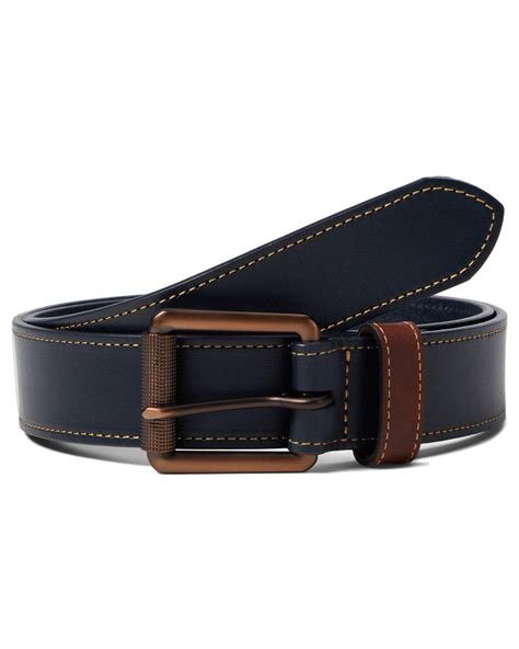 Johnston And Murphy Contrast Stitched Belt In Blue For Men Lyst