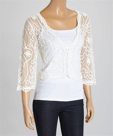 Look At This White Floral Silk Blend V Neck Shrug On Zulily Today