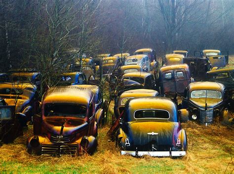 Abandoned Old Cars At The Milford Junkyard Photo By Ken Fallu Source