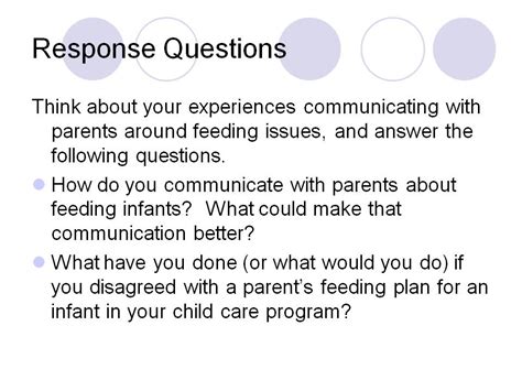 Consumer reports' money expert offers what factors you need to consider as well as suggest cheaper alternatives. Module 3: Feeding Infants in Child Care: Response Questions
