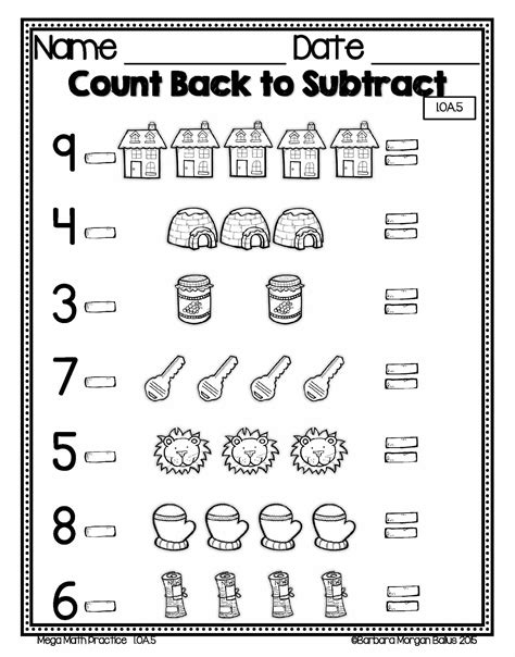 First Grade Number Sense Math Practice Counting Back 1oa5 Math