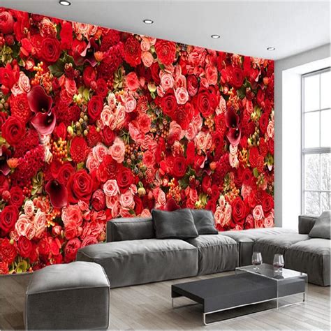 Beibehang Large Custom Wallpaper Mural Hd Red Rose Flower Bouquet Theme