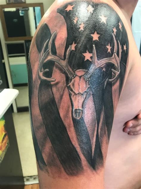 Noahhollisamerican Flag Deer Skull Buck Redneck