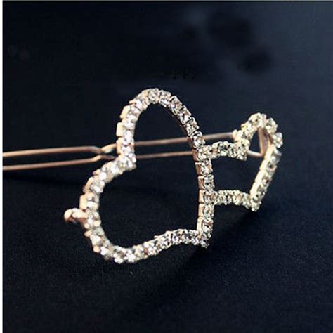 Hot Sale Delicate Inlay Crystal Hearts Hairpins Hair Accessories Heart