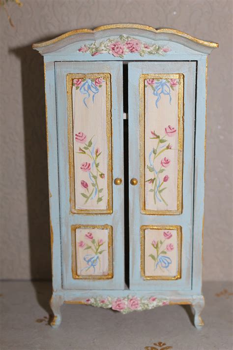 Miniature Cabinet Dollhouse Furniture Closet Hand Painted Etsy