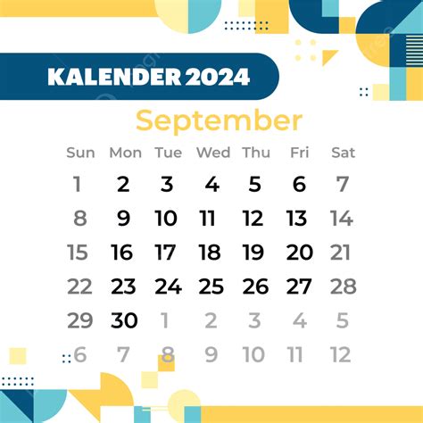 Month Calendar September 2024 With Geometric Design Vector Calendar