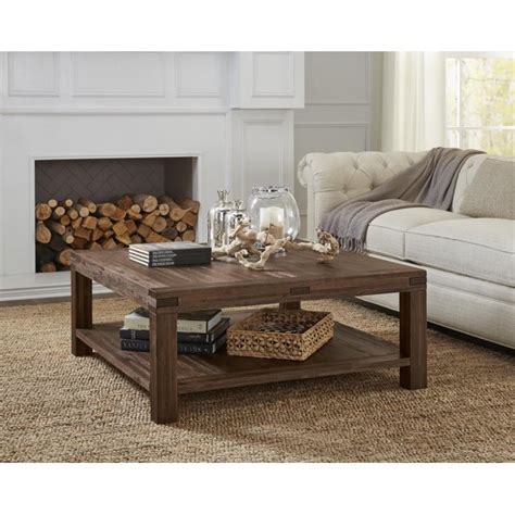 Meadow Solid Wood Square Coffee Table In Brick Brown