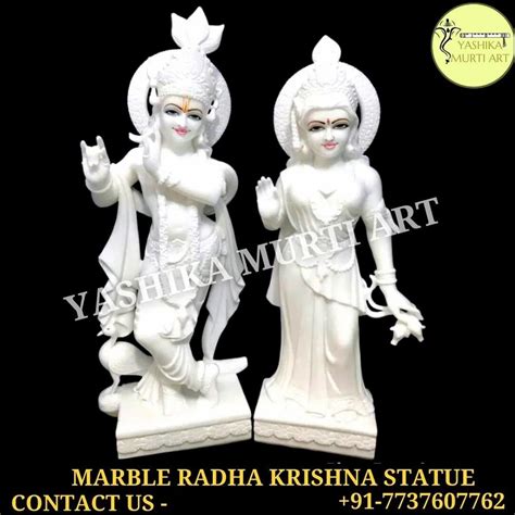 golden traditional white marble radha krishna moorti for home size 12 inch to 60 inch at rs