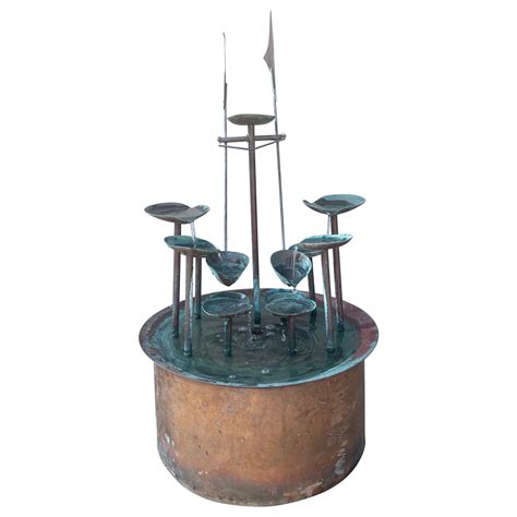 California Craftsman Architectural Abstract Copper Water Fountain Art