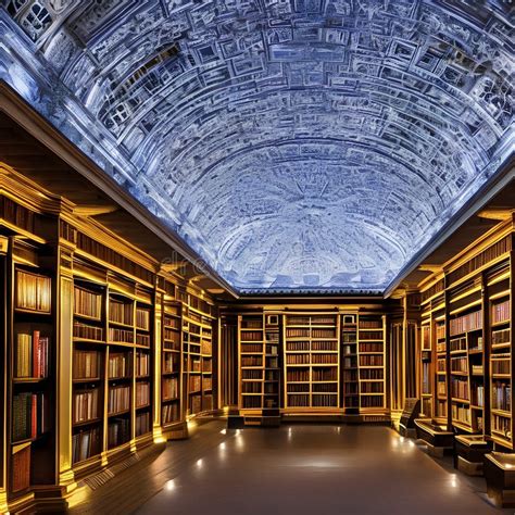 A Hidden Underground Library Illuminated By Softly Glowing Crystals