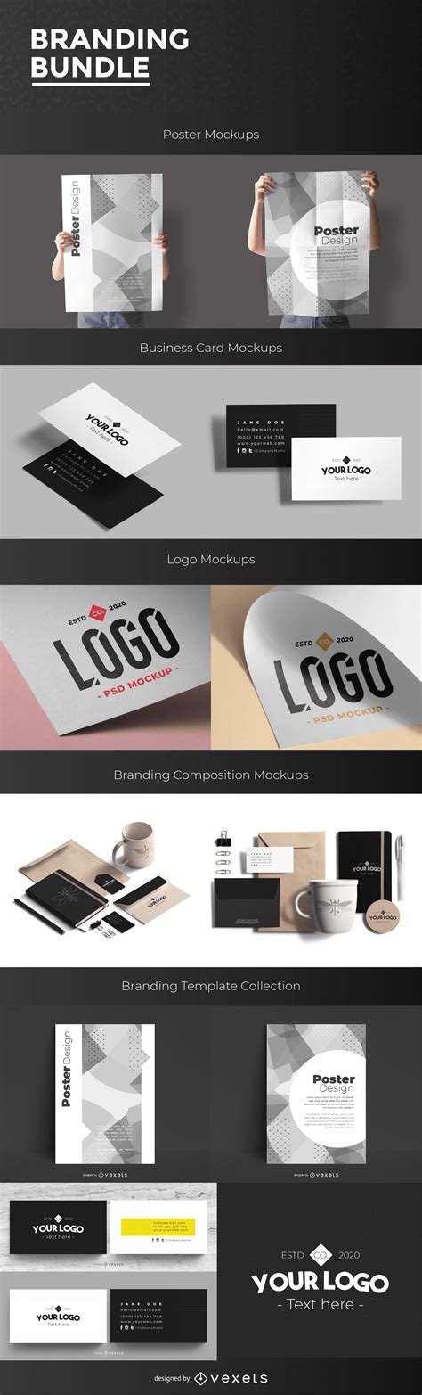 Freebie Branding Mockup Template Bundle Logos Cards Posters