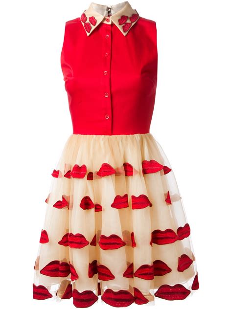 Lyst Alice Olivia Lip Detail Dress In Red