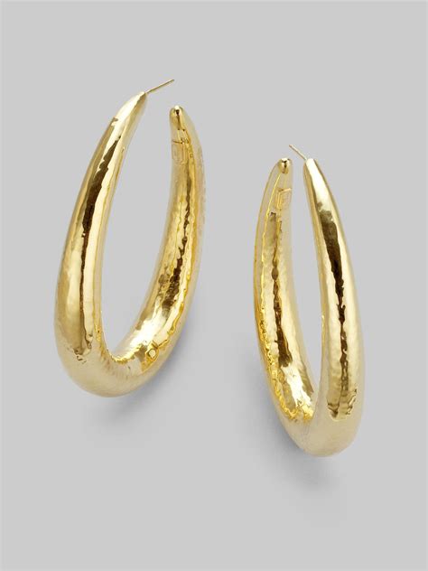 Ippolita 18k Yellow Gold Long Hoop Earrings25 In Metallic Lyst