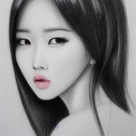 Sexy Girl Photorealist Korea Idol Beautiful Face Pencil Sketc