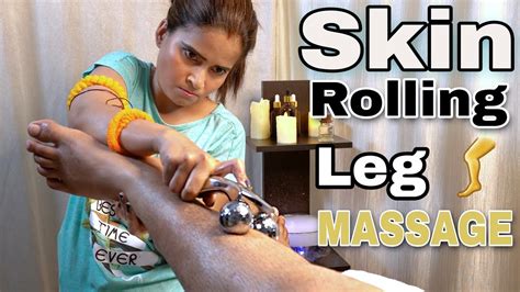 cosmic leg massage and twisting deep relaxing with roller massager with fingers popping 👌 by asmr