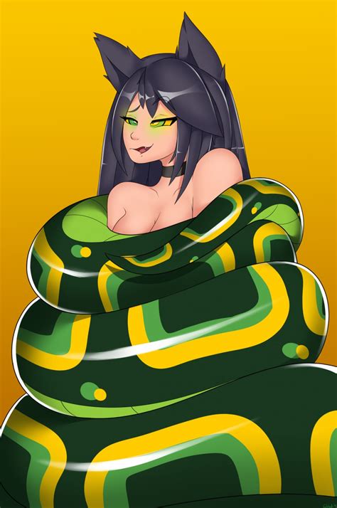 Rule 34 Anaconda Asphyxiation Big Breasts Black Hair Breasts Cat Ears Cat Girl Catgirl Coiling