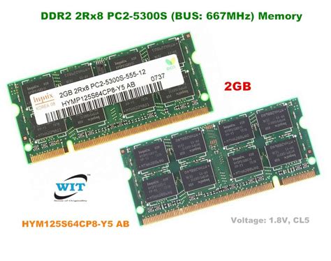 2gb ddr2 2rx8 pc2 5300s bus 667mhz memory or ram module sk hynix model hym125s64cp8 y5 ab