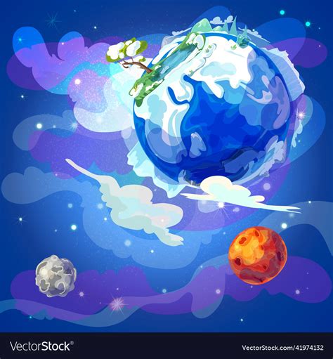 Cartoon Earth Planet In Space Template Royalty Free Vector