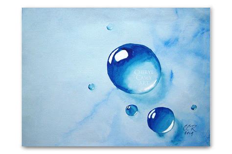 Water Art Print From Watercolor Painting By Cheryl Casey Rain Drops
