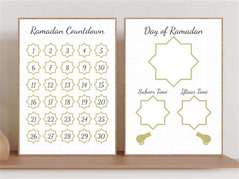 Ramadan Countdown Calendar Iftaar And Suhoor Timetable Etsy