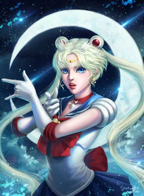 Usagi Tsukino Sailormoon Anime Anime Girls Sky Night Moon Wallpaper X