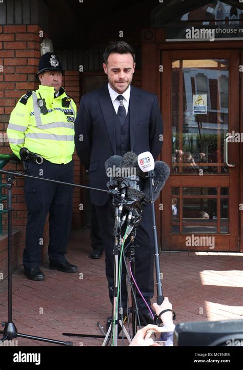 tv presenter anthony mcpartlin speaking outside the court house in wimbledon london after