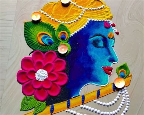 15 Unique Krishna Rangoli Designs To Try Out And Make Your House