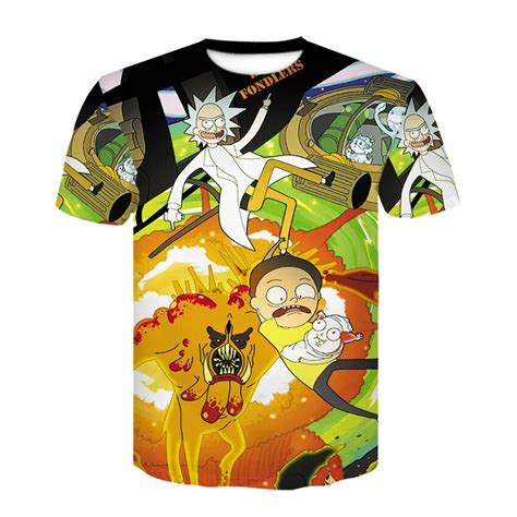 2018 3d Printed T Shirts Men Funny T Shirts Cartoon 3d Print Rick And