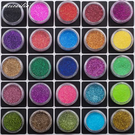 Meicailin 45 Colors Set Nail Glitter Powder Holo Chrome Nail Art Extra