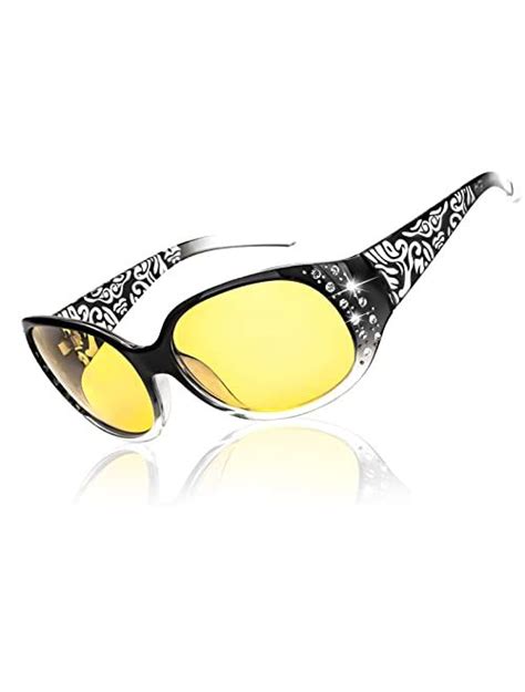buy lvioe night vision driving glasses wrap around anti glare with polarized yellow lens for