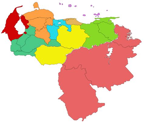 Venezuela Régions Administratives • Carte •