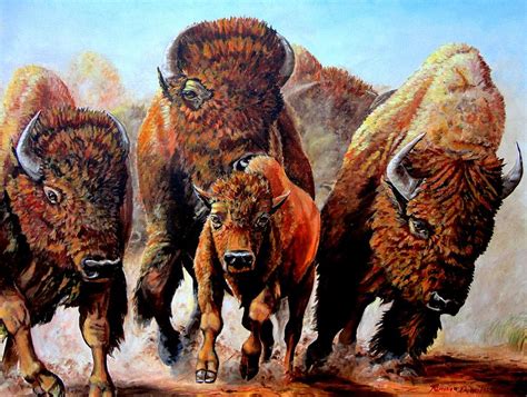 Charging Buffalo Painting By Ruanna Sion Shadd Adannl Yoder