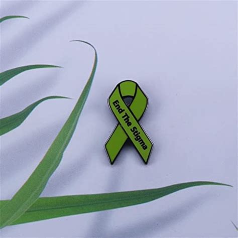 Buy End The Stigma Green Mental Health Awareness Ribbon Enamel Pin