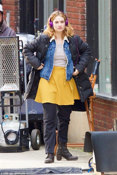 Lily James Gets Funky In A Yellow Flare Skirt On Set Of Baby Driver