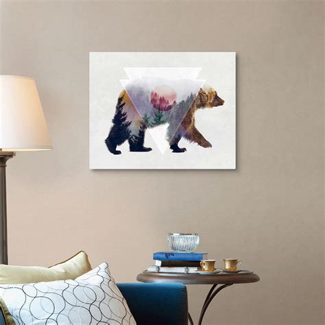Bear Double Exposure Wildlife Art Wall Art Canvas Prints Framed