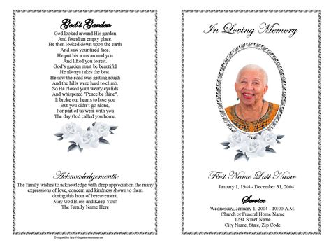 Paper Invitations And Announcements Memorial Program Template Funeral