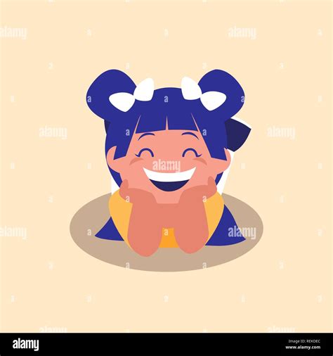 Cute Little Girl Happy Avatar Character Vector Illustration Design