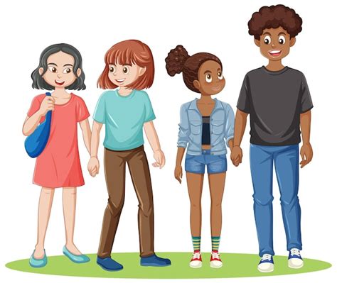 Personaje De Dibujos Animados De Amistad Adolescente Vector Gratis