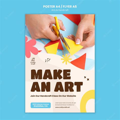 Free Psd Flat Design Of Art And Handcrafts Poster Or Flyer Template