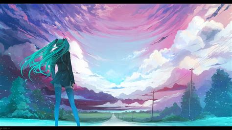 Hd Wallpaper Anime Girls Vocaloid Hatsune Miku Sky Horizon Landscape
