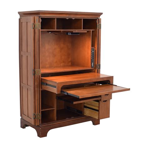 Space Saving Solid Wood Folding Armoire Desk With Storage Cabinet