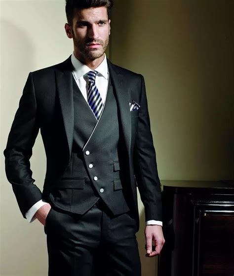 Choose a stylish mens suit for occasions. 2018 Wedding Suits For Men Black Tuxedo Men Suit Slim Fit ...