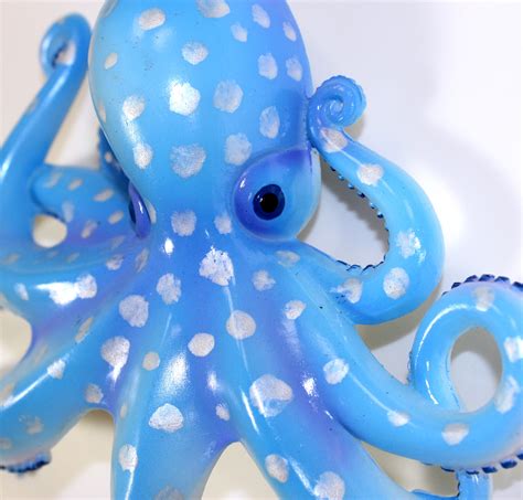 Coastal Sea Creature Light Blue Octopus 9 Inch Wall Decor Resin Plaque