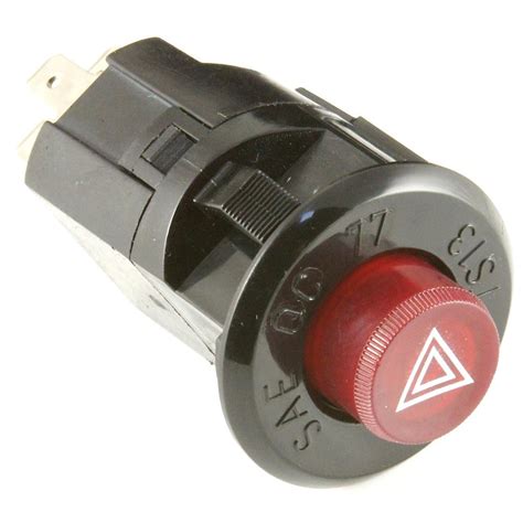 Illuminated Push Button Hazard Switch Red Circular With Rubber Splash